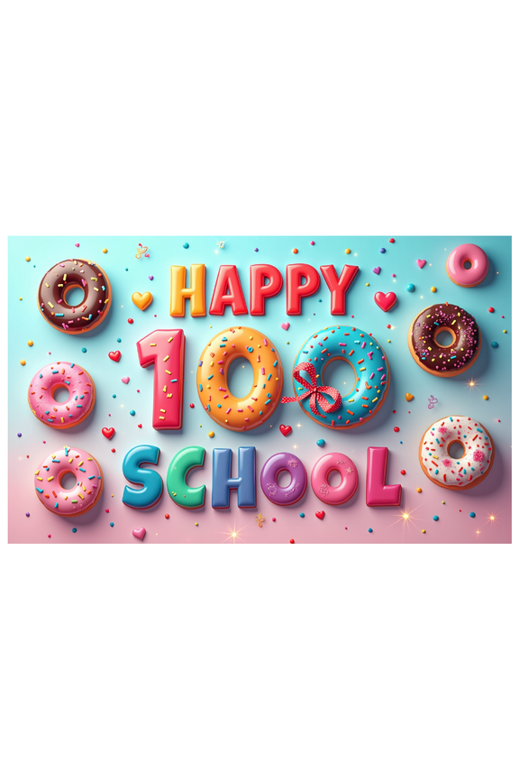 Happy 10 Days of School Banner Backdrop Donuts Sunflowers Party Supplies Classroom Decorations Photography Props Event Backgrounds