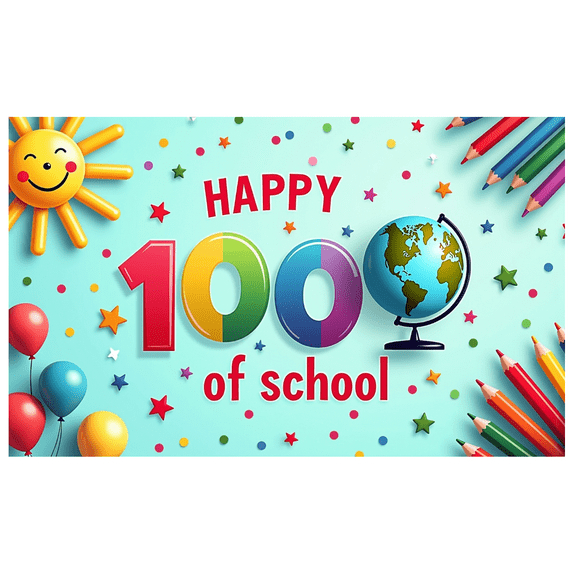 LUUFILx Happy 100th Day of School Banner Celebration Decorations Colorful Backdrop School Party Supplies Classroom Event Background Photography Props