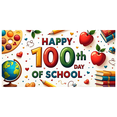 thumbnail image 1 of LUUFILx Happy 100th Day of School Banner Celebration Decorations Colorful Backdrop School Party Supplies Classroom Event Background Photography Props, 1 of 8