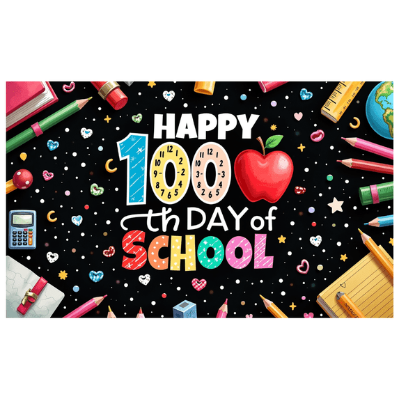 LUUFILx Happy 100th Day of School Banner Celebration Decorations Colorful Backdrop School Party Supplies Classroom Event Background Photography Props