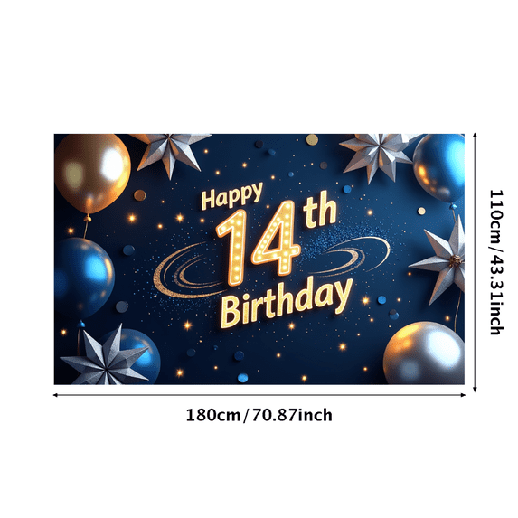 LUUFILx Happy 14th Birthday Backdrop Banner Birthday Party Background Decorations Photography Props Party Supplies Starry Night Decor