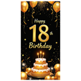 thumbnail image 1 of LUUFILx Happy 18th Birthday Party Banner Backdrop Birthday Decoration Background Photography Props Celebration Supplies Gold Balloons Cake, 1 of 8