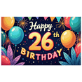 thumbnail image 1 of LUUFILx Happy 26th Birthday Banner Colorful Backdrop with Balloons Party Supplies Photography Props Decoration Background Perfect for Celebrations, 1 of 8