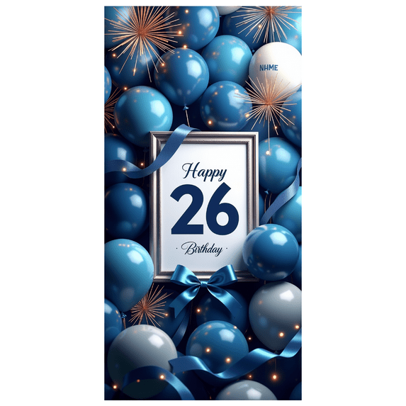 LUUFILx Happy 26th Birthday Banner Colorful Backdrop with Balloons Party Supplies Photography Props Decoration Background Perfect for Celebrations