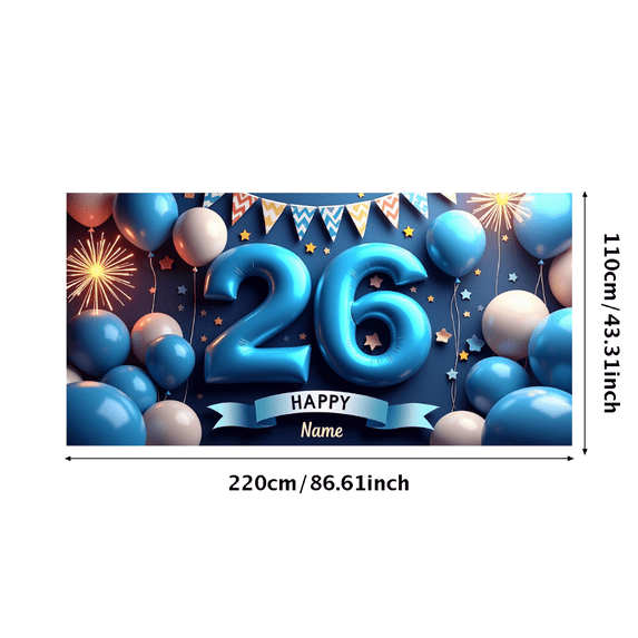 LUUFILx Happy 26th Birthday Banner Colorful Backdrop with Balloons Party Supplies Photography Props Decoration Background Perfect for Celebrations