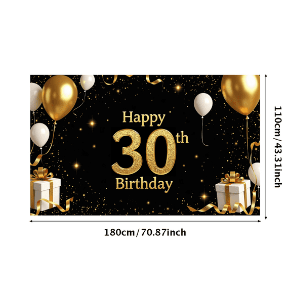 LUUFILx Happy 30th Birthday Backdrop Banner Golden Balloons Decorations Photography Props Party Supplies Festive Background Celebration Decor