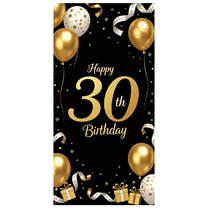 LUUFILx Happy 30th Birthday Banner Decorative Backdrop Party Supplies Gold Balloons Photography Props Celebration Background Decors Birthday Party