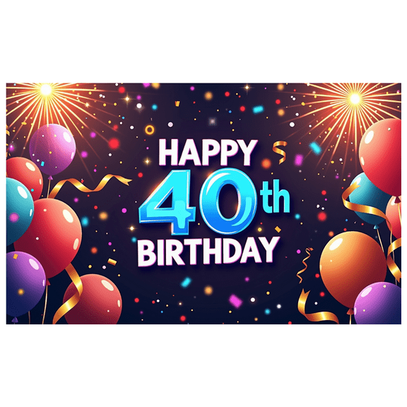 LUUFILx Happy 40th Birthday Banner Colorful Backdrop Party Supplies Background with Balloons Sparkle for Celebration Photography Props Decorations