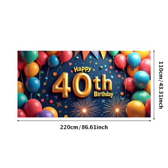 LUUFILx Happy 40th Birthday Decoration Backdrop Party Supplies Balloon Décor Banner for Celebration Photography Props Background Festive Events
