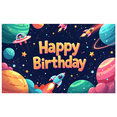 thumbnail image 1 of LUUFILx Happy 5th Birthday Space Theme Backdrop Galaxy Planets Rocket Decor Children Party Supplies Celebration Background Photography Banner, 1 of 7