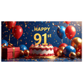 thumbnail image 1 of LUUFILx Happy 91st Birthday Banner Celebration Backdrop Cake Table Decoration Photography Props Backdrop Party Supplies Balloons Background Event, 1 of 8