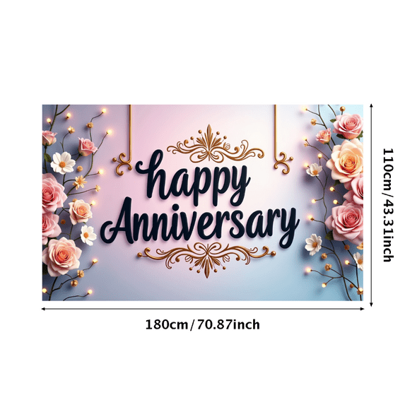 LUUFILx Happy Anniversary Day Banner Backdrop Decoration Celebration Party Supplies Balloon Gift Cupcake Display Event Background Decor Scene