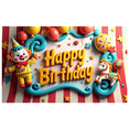 thumbnail image 1 of LUUFILx Happy Birthday Backdrop Banner Clown Theme Party Supplies Decorations Photography Props Kids Event Carnival Background Balloon Decor, 1 of 1
