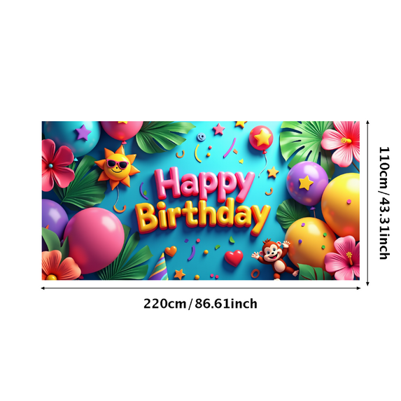 LUUFILx Happy Birthday Backdrop Banner Party Decoration with Tassels Background Banner Display Photography Props Celebration Supplies Décor