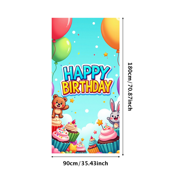 LUUFILx Happy Birthday Backdrop Party Supplies Kids Celebration Banner Background with Balloons Decorations Cupcakes Teddy Bear Photography Props