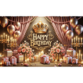 thumbnail image 1 of LUUFILx Happy Birthday Backdrops Party Background Banner Pink Gold Balloon Crown Pattern Decoration Bedroom Decor Poster Wall Supplies, 1 of 11