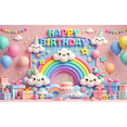 thumbnail image 1 of LUUFILx Happy Birthday Background Banner Balloons Colorful Rainbow Cloud Baby Children's Birthday Party Decoration Background Wall Celebration Photography Props, 1 of 1