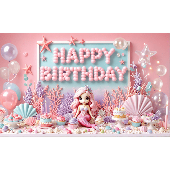 LUUFILx Happy Birthday Background Banner Balloons Colorful Rainbow Cloud Baby Children's Birthday Party Decoration Background Wall Celebration Photography Props