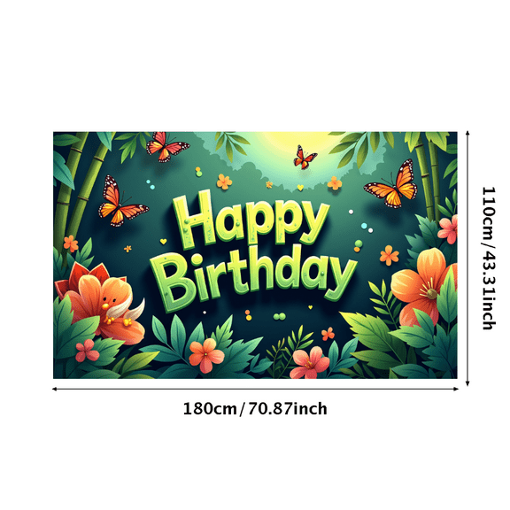 LUUFILx Happy Birthday Banner Backdrop for Decorations Party Supplies Photography Props Background Garden Theme Celebration Decor Butterflies Flowers