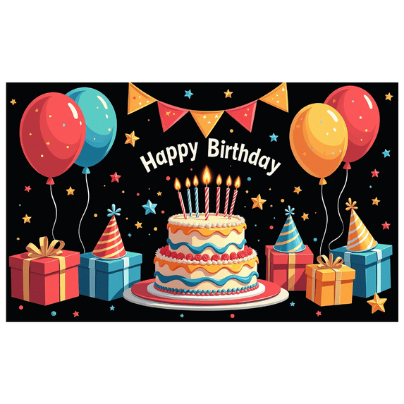 LUUFILx Happy Birthday Banner Decoration Photography Props Party Supplies Background Backdrop Stars Blue Theme Birthday Celebration Event Decor