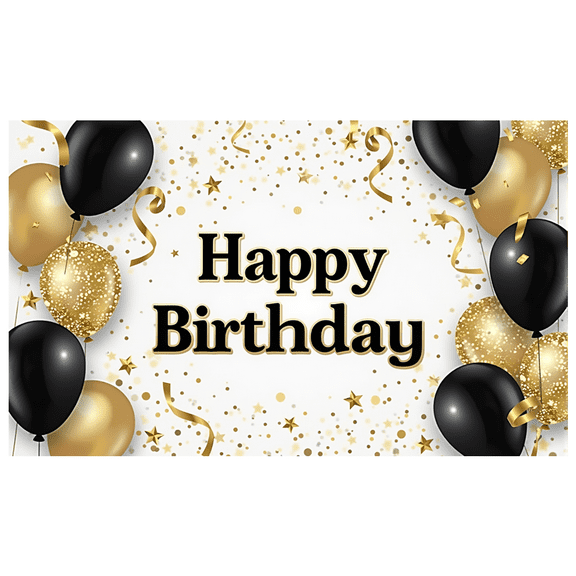 LUUFILx Happy Birthday Banner Gold Black Balloons Decoration Party Photography Backdrop Event Background Wedding Celebration Photo Booth Birthday Party Anniversary