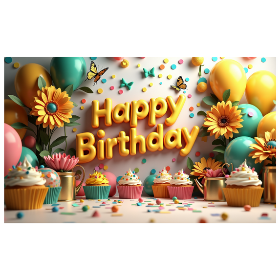 LUUFILx Happy Birthday Banner with Pink Floral and Origami Elements Party Backdrop Background Decors for Birthday Party Photography Props