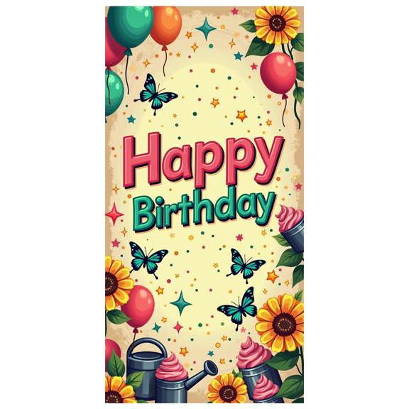 LUUFILx Happy Birthday Banner with Pink Floral and Origami Elements Party Backdrop Background Decors for Birthday Party Photography Props