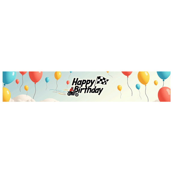LUUFILx Happy Birthday Celebration Banner Colorful Balloons Party Decoration Backdrop Motorcycle Racing Festive Background Event Kids Outdoor Indoor Birthday