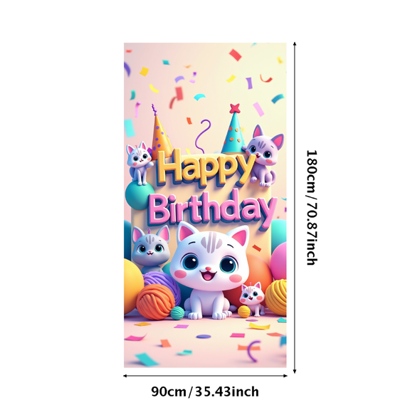 LUUFILx Happy Birthday Celebration Banner Cute Cartoon Animal Backdrop for Kids Party Photo Booth Decoration Background Events Display
