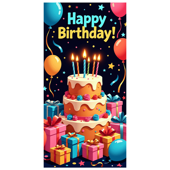 LUUFILx Happy Birthday Party Backdrop Banner Cake Balloon Decoration Photography Props Background Celebration Supplies