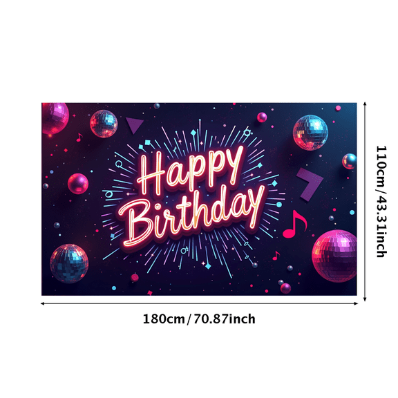 LUUFILx Happy Birthday Party Backdrop Neon Lights Music Theme Banner Event Celebration Stage Decorations Sound Equipment Background Birthday Party Occasions