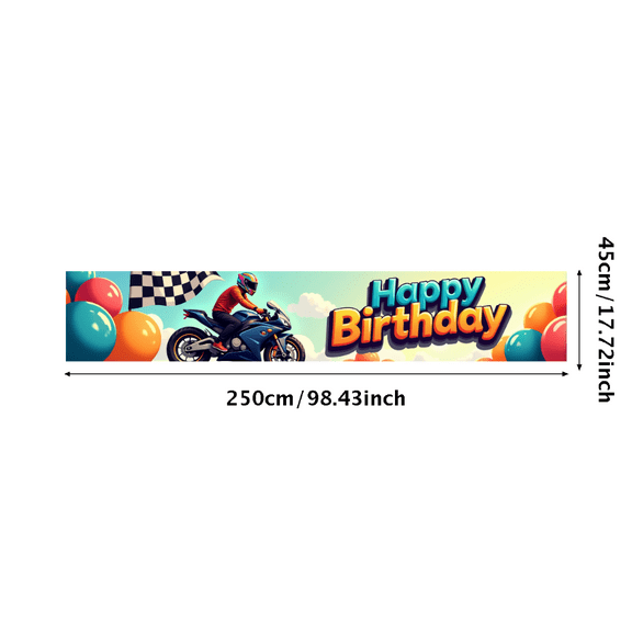 LUUFILx Happy Birthday Racing Motorcycle Party Banner Event Backdrop Decoration Celebration Photography Props Kid Birthday Party Background Balloon Decor