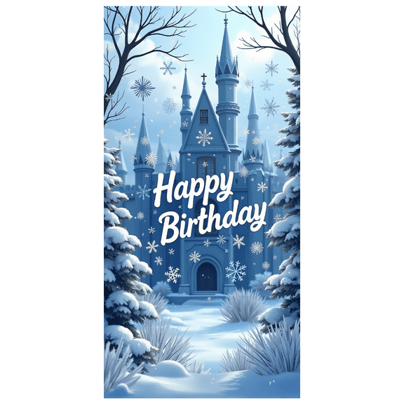 LUUFILx Happy Birthday Winter Wonderland Backdrop Snow Castle Party Supplies Banner Photography Props Background Decorations Celebration Event Decor