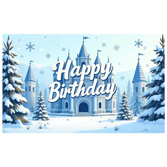 LUUFILx Happy Birthday Winter Wonderland Banner Backdrop Snowy Castle Background Party Photography Props Decoration Birthday Party Supplies Celebrations