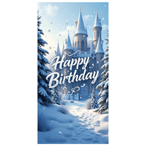 LUUFILx Happy Birthday Winter Wonderland Castle Background Backdrop Banner Party Decorations Supplies Photography Props Festive Celebration Decor Snowflake