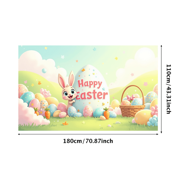LUUFILx Happy Easter Backdrop Decoration Bunny Egg Background Photo Booth Banner for Party Celebrations Spring Events Children's Room Festive Decor