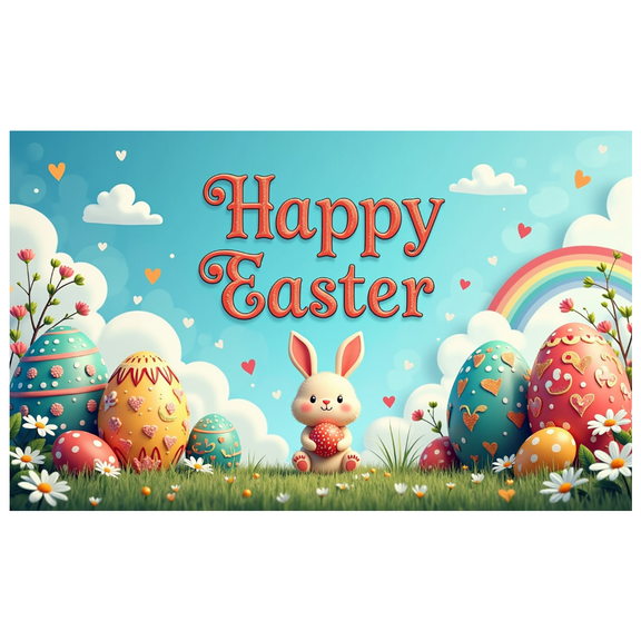 LUUFILx Happy Easter Backdrop Spring Bunny and Egg Display for Holiday Celebration Party Decoration Background Photography Props Banner