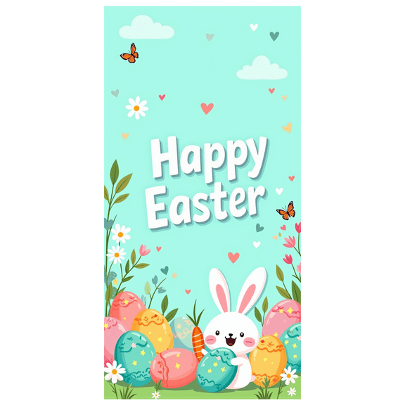 LUUFILx Happy Easter Celebration Backdrop Banner Spring Event Decoration Party Background Festive Display Pastel Colors Photo Props Holiday Decoration Scene