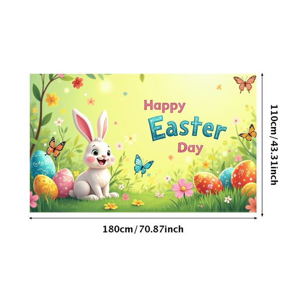 LUUFILx Happy Easter Day Spring Celebration Backdrop Festive Party Decoration Pastel Scene Outdoor Birthday Floral Theme Picnic Garden Setting Fabric Display