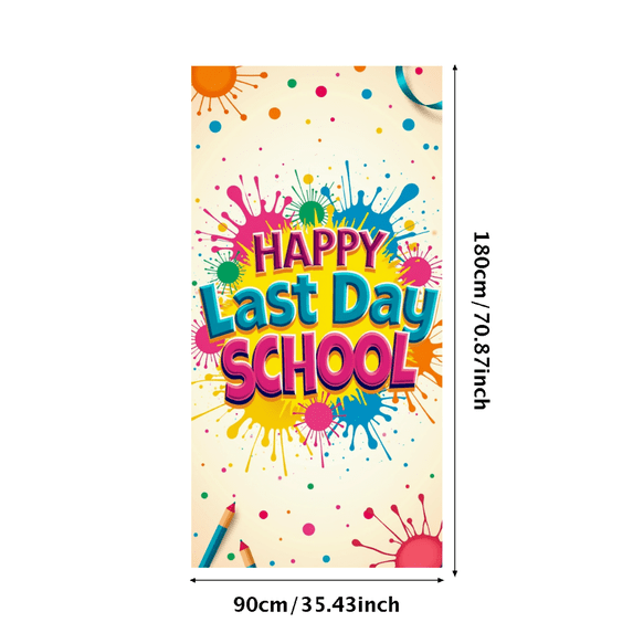 LUUFILx Happy Last Day of School Backdrop Banner Photo Booth Props Summer Party Supplies Classroom Decorations Colorful School Event Celebration Background