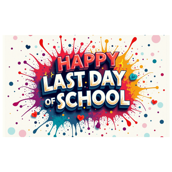 LUUFILx Happy Last Day of School Celebration Banner Background Splatter Print Backdrop Party Supplies Photography Props Colorful Decorations Festival