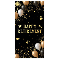 LUUFILx Happy Retirement Banner Balloons Celebration Backdrop Colorful Pennants Photography Props Decoration Party Supplies Wall Poster Background