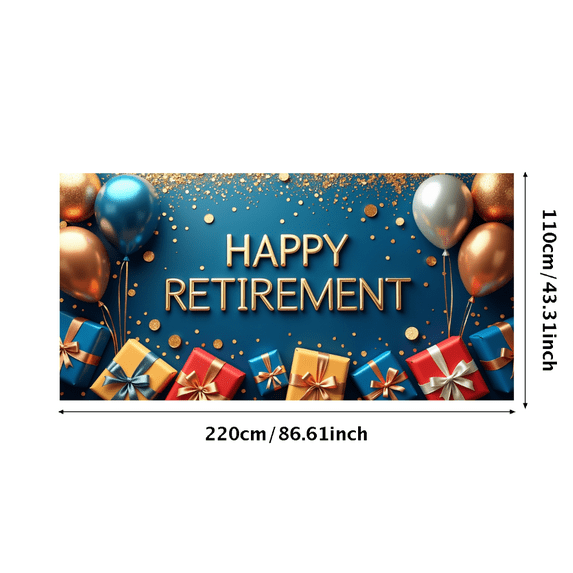 LUUFILx Happy Retirement Banner Balloons Celebration Backdrop Colorful Pennants Photography Props Decoration Party Supplies Wall Poster Background