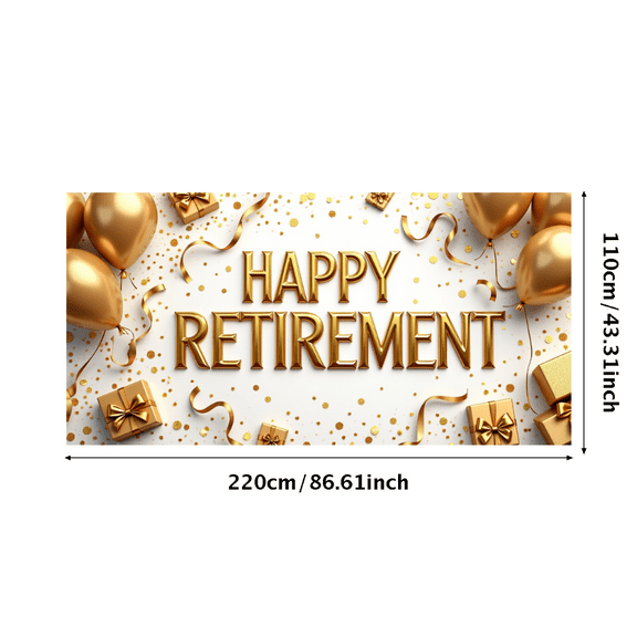 LUUFILx Happy Retirement Banner Gold Balloons and Gifts for Party Decorations Backdrop Event Supplies Celebration Photography Props