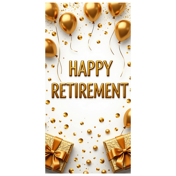 LUUFILx Happy Retirement Banner Golden Balloons Gift Packages Backdrop Decoration Party Supplies Background Festive Wall Hanging Photography Props Celebration