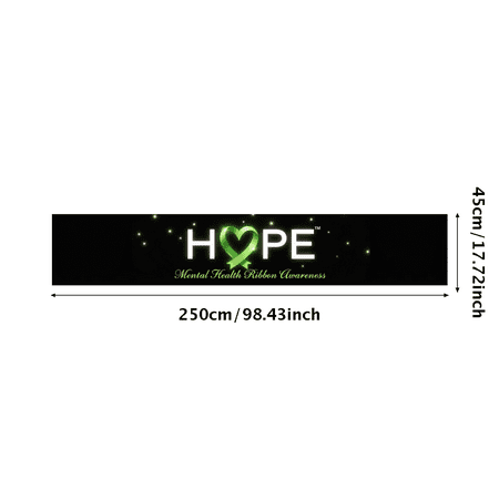 LUUFILx Hope Mental Health Awareness Backdrop Banner Green Ribbon Event Support Display Decoration for Conferences Fundraisers Offices Classroom Decor
