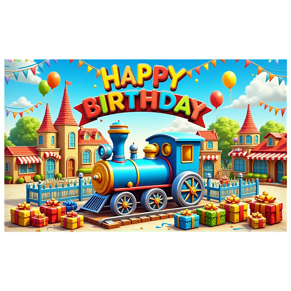 LUUFILx Kids Birthday Party Train Theme Backdrop Happy Birthday Banner Photography Background for Childrens Party Decorations Photoshoot Celebration Event Fun