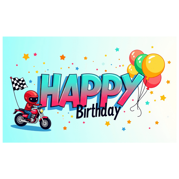 LUUFILx Kids Party Celebration Motorbike Cartoon Birthday Banner Backdrop Birthday Decor Colorful Custom Background Festive Event Photo Shoot Fun