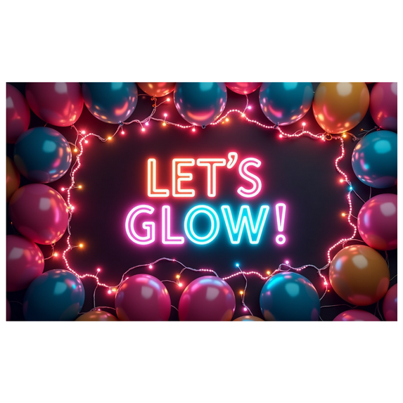 LUUFILx LED Neon Let's Glow Sign Backdrop Birthday Party Decoration Colorful Balloon Background Celebration Photography Props Banner for Events and Supplies