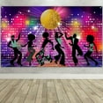 thumbnail image 1 of LUUFILx Large Fabric 70s 80s 90s Disco Fever Dancers Backdrop For Disco Theme Party Background Banner, 1 of 8